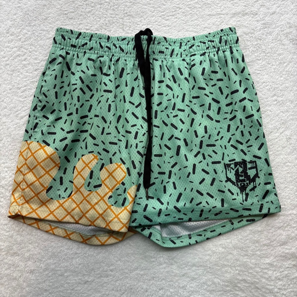 B101 Apparel Mint Green Sprinkle Ice Cream Mesh Basketball Shorts Mens Small